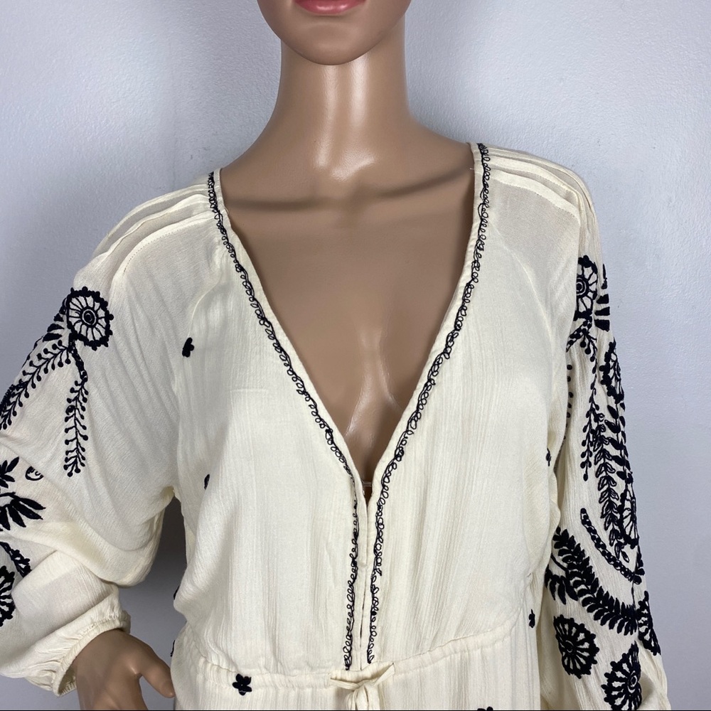 FREE PEOPLE EMBROIDERED V-NECK WIDE LEG JUMPSUIT - Picture 4 of 14